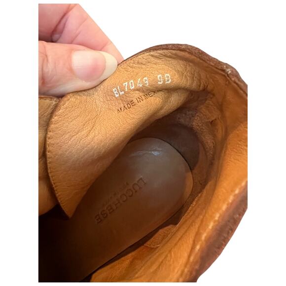 Lucchese Britta Bootie Redwood Leather Suede Ankle Boots Block Heel Women’s 9B - Picture 8 of 11